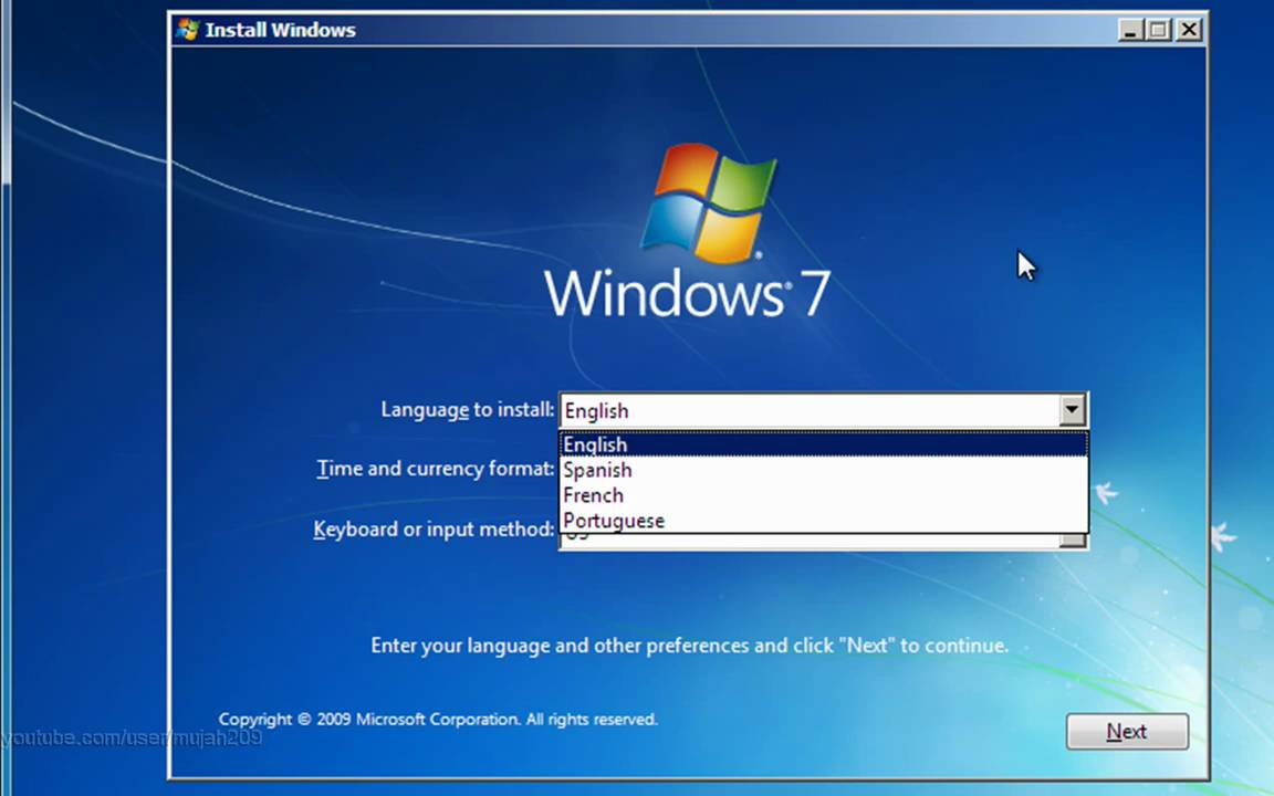 install windows 7 on computer